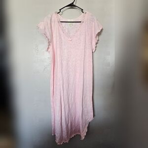 ComForts Vintage Women's Medium Pink Pointelle Cotton Nightgown Sleep Shirt 90s